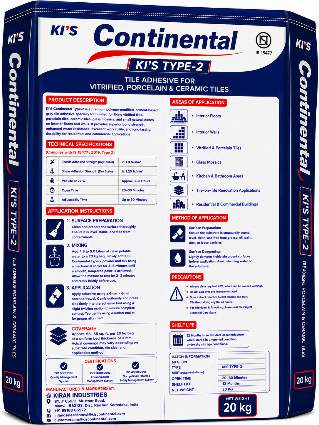 Continental Tile Adhesive Type 2 — Back